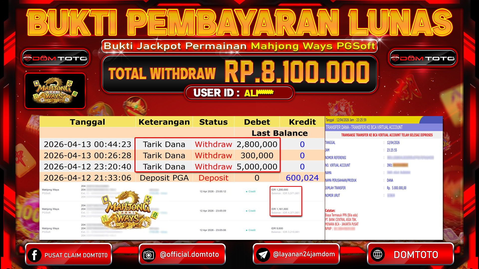 JACKPOT SLOT Mahjong Ways PGSoft 12 APRIL 2026